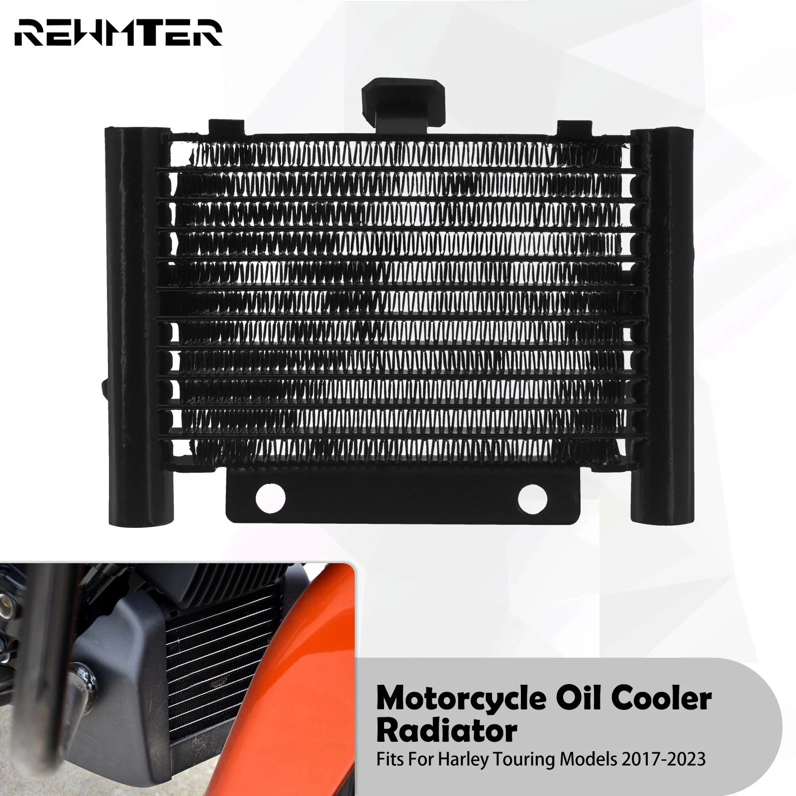 Motorcycle Oil Cooler Radiator Black Water Tank For Harley Touring  Street Electra Tri Glide Road King FLTRX FLHX FLHR 2017-2023