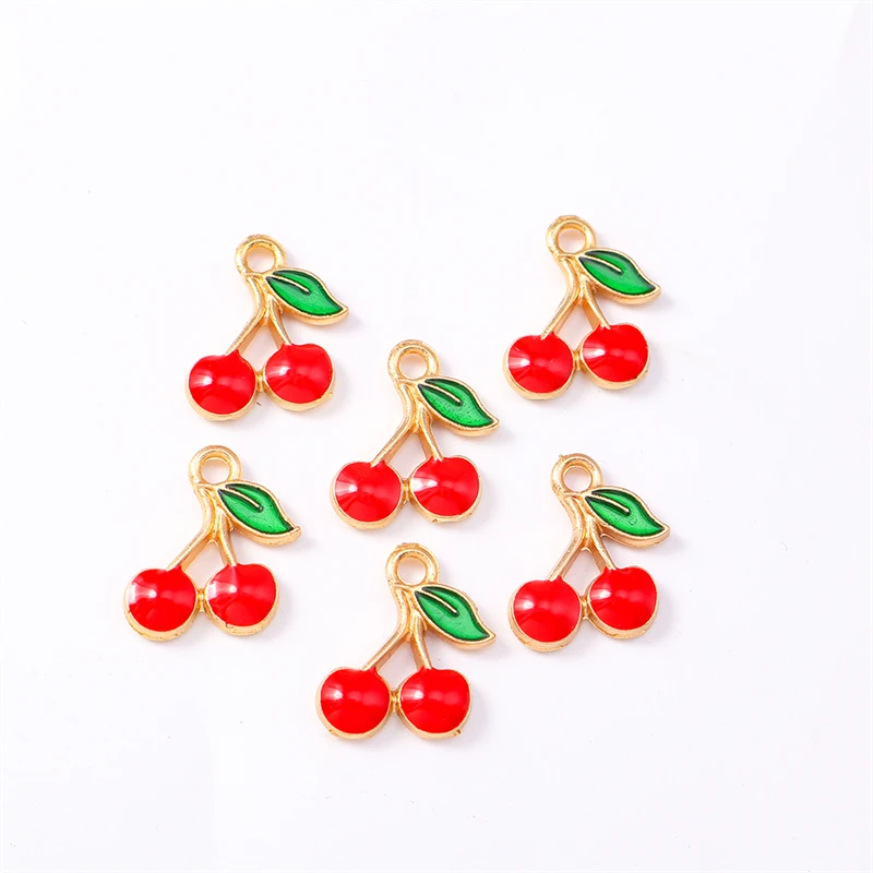 

Duarte 20Pcs/Lot Cute Mini Enamel Fruit Cherry Charms Pendants for Jewelry Making Necklaces Earrings Bracelets DIY Accessories