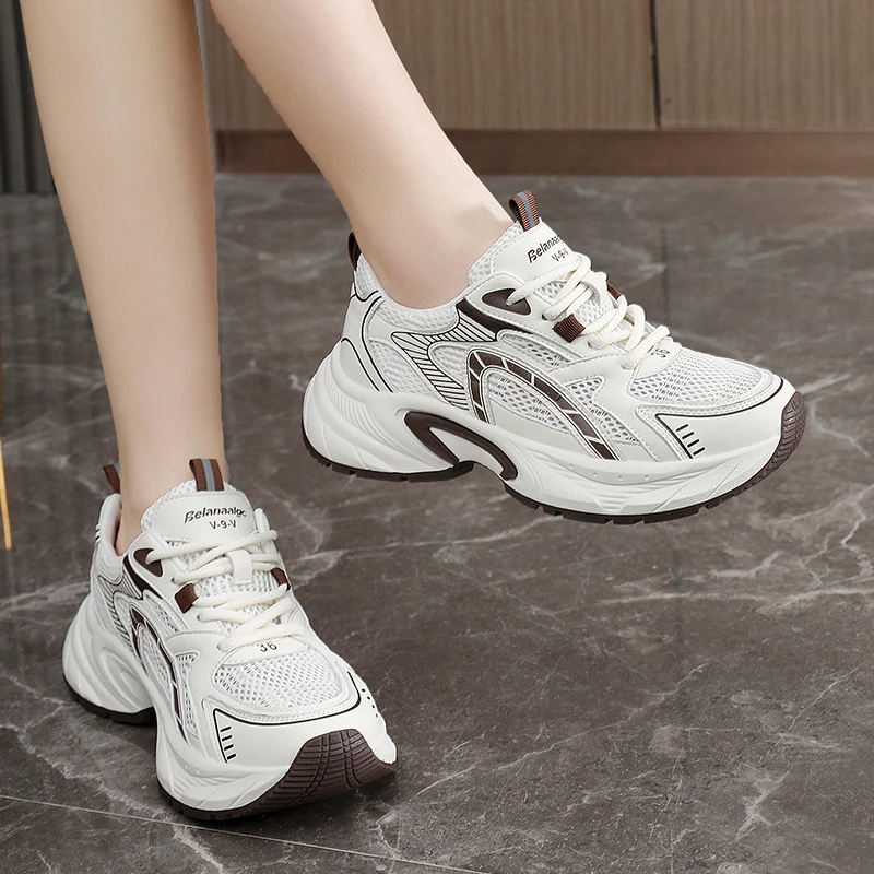

Women's Thick-Soled Sneakers, 2025 New Autum Lightweight Thick-Soled Shoes, Suitable for Spring and Autum Sports Style, Women's Lace-Up Shoes Qzh2119