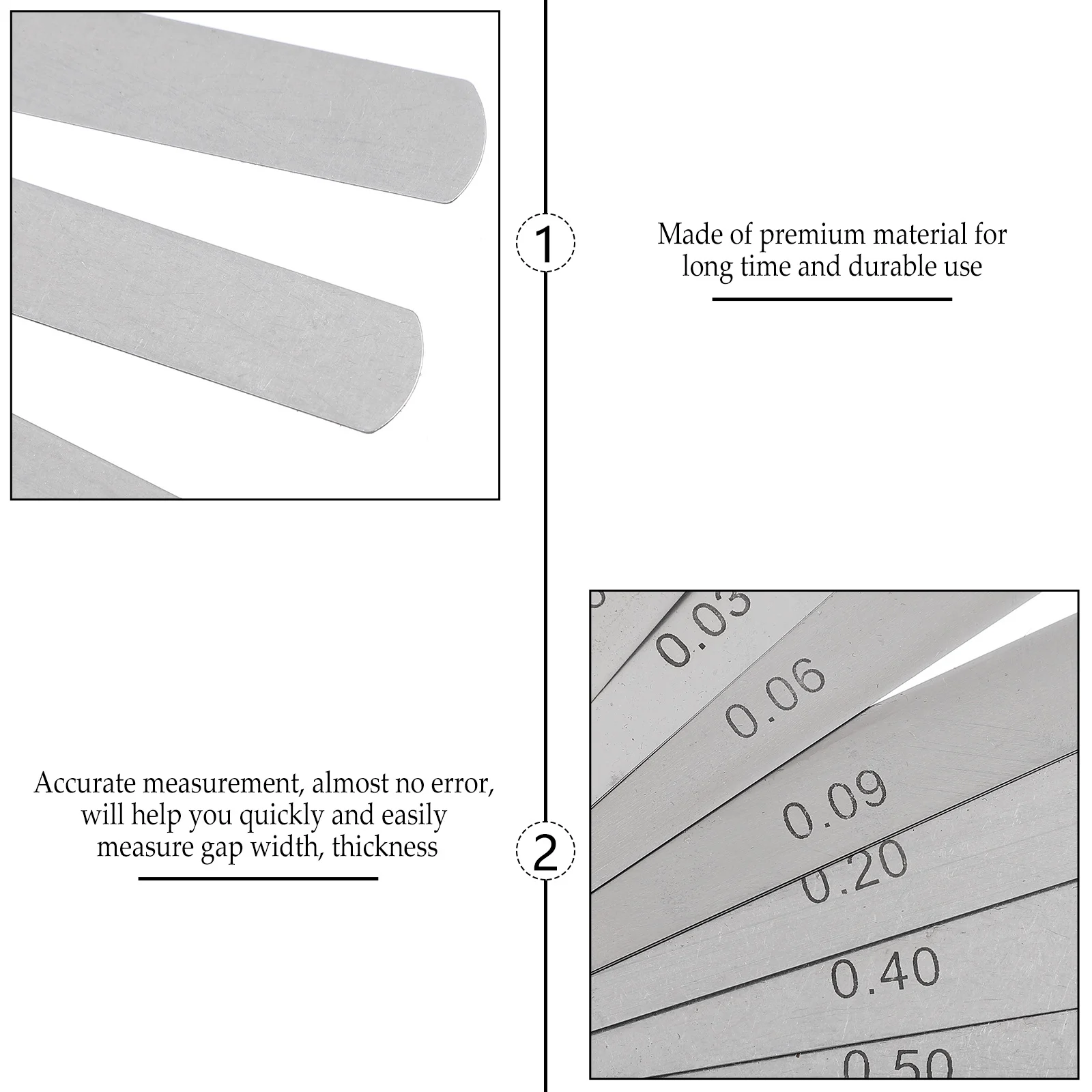 

360 Degree Rotating Feeler Gauge Set Stainless Steel Dual Sided For Gap Width Thickness Measurement Tool Machining Woodworking