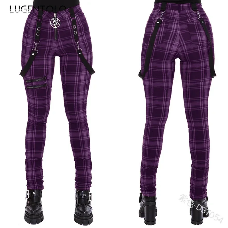 Women Plaid Pants Zipper Fashion Decorative Overalls Casual Trousers Thin Summer Spring Large Size New Long Pencil Available 5XL