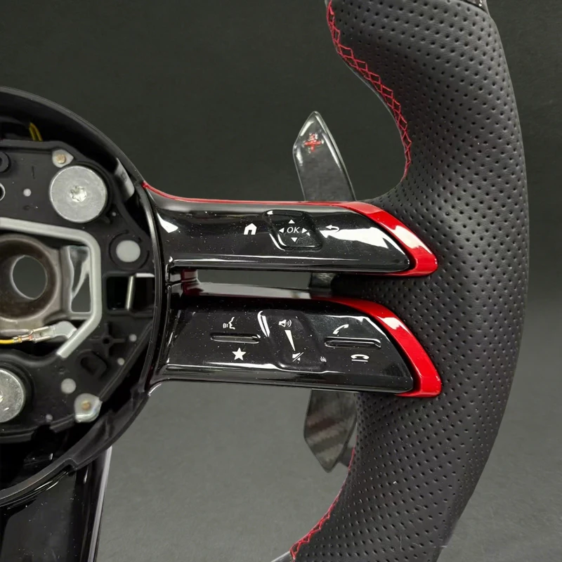 Black Carbon Fiber Steering Wheel for Benz Dragonfly Style W809 W205 W204 W213 W212 W222 Upgrade Wheel Parts Plug and Play New view 3