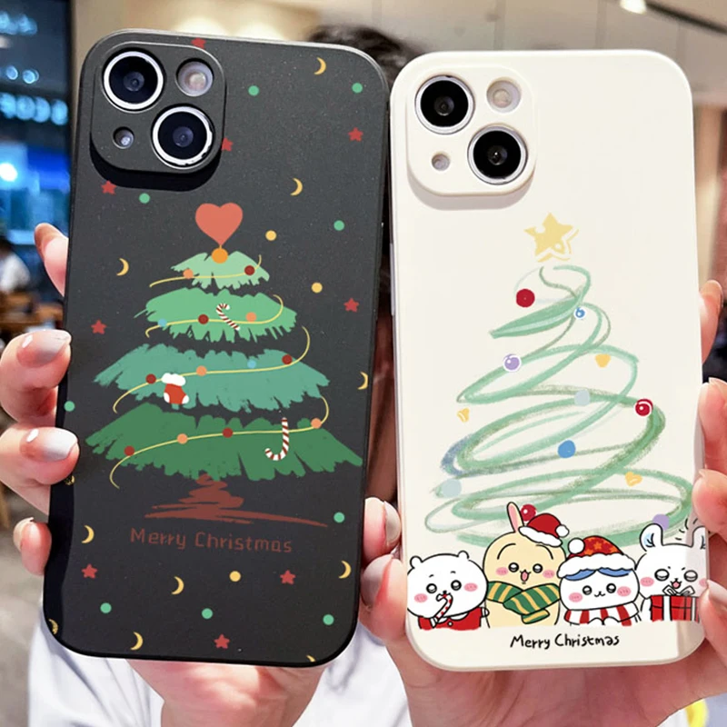 Funda de teléfono con estampado de árbol de Navidad para Xiaomi Poco X7 Pro 5G M6 Pro 4G X6 X5 X3 F5 F6 X7 cubierta de silicona suave mate caramelo a prueba de golpes
