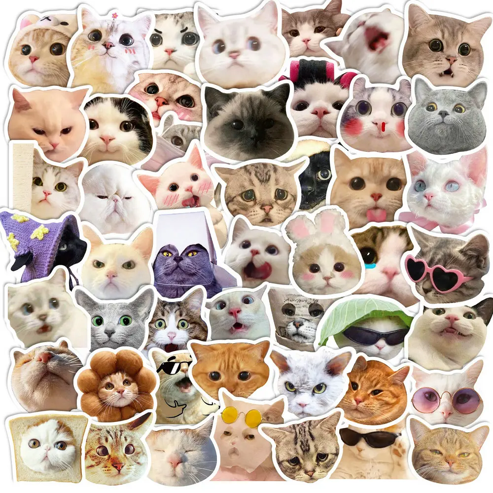 Animals Cartoon Cats Cute and Funny Emojis DIY Graffiti Bread Portrait Self-adhesive Stickers Kids Toy Stationery Luggage