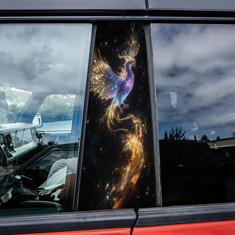 

2 pieces of automotive B-pillar film Starry Sky Divine Phoenix Glossy material protective film