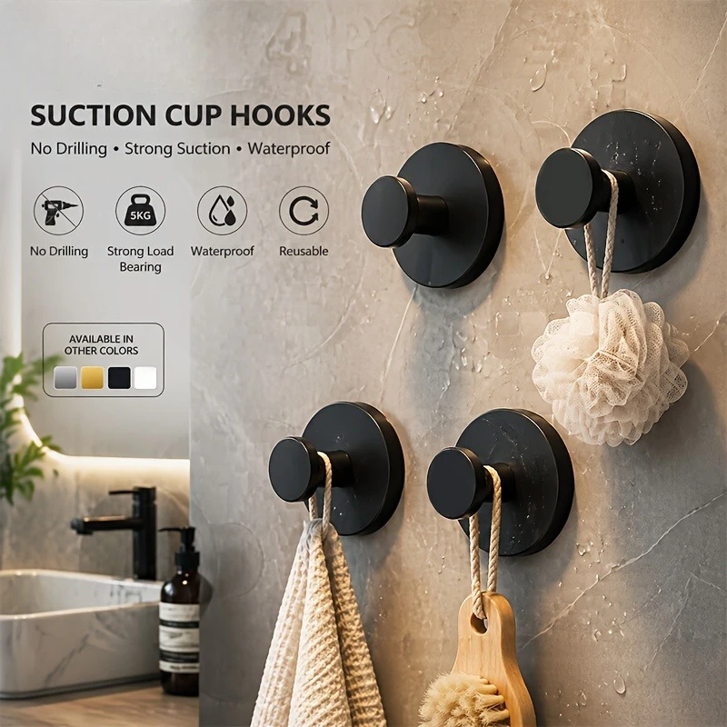 4pcs Heavy duty suction cup hook, suitable for showers, bathrooms, and kitchens,towel hook,Modern advanced auxiliary hook