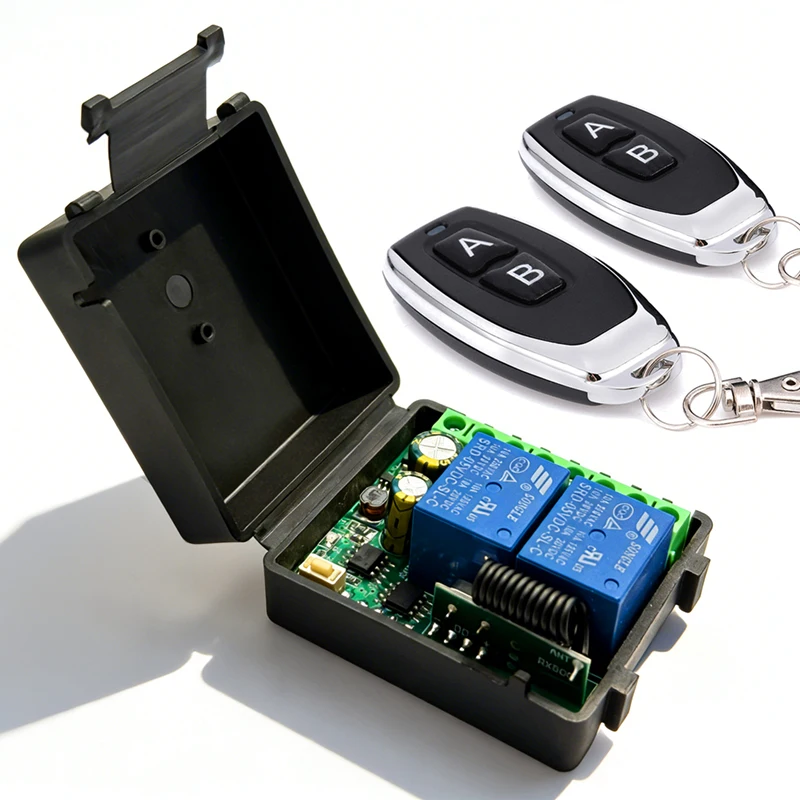 

433MHz Wireless Remote Control Switch 12V 24V 110V 220V 10A Relay 2CH Receiver Module For Garage Door Gate Light Motor DIY etc