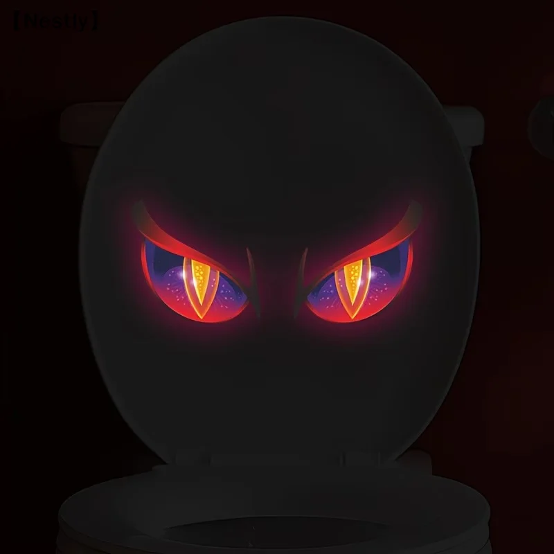 Glowing Demon Eye Toilet Sticker Self-Adhesive Removable PVC Bathroom Decal Home Decor Sticker Glow-In-The-Dark  Sticker〔Nest〕