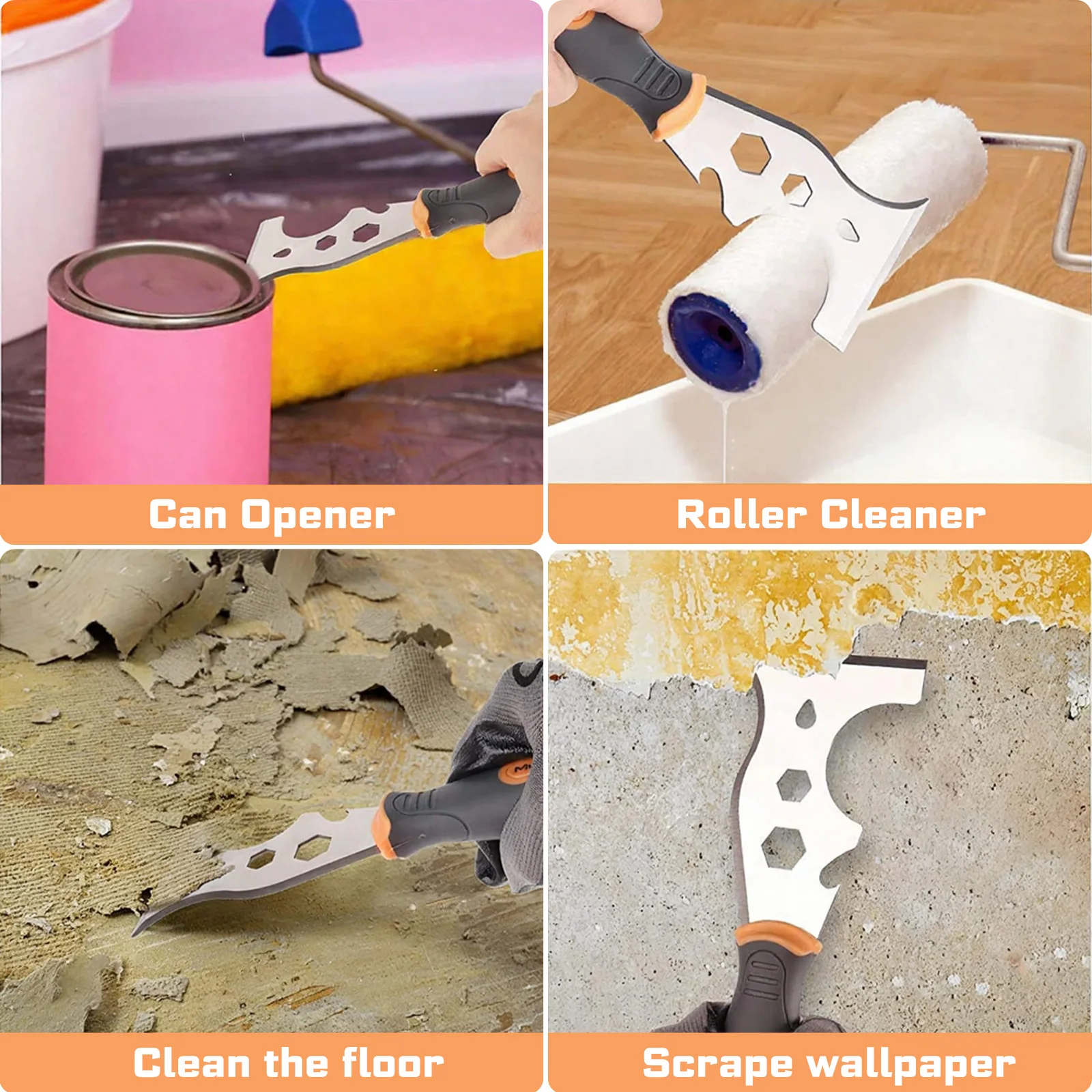 Geinxurn 19-in-1 Multi-Function Scraper,Magnetic S2 Steel Bits and Impact SAE Nut Driver Bits Set for Home Repair & DIY Projects