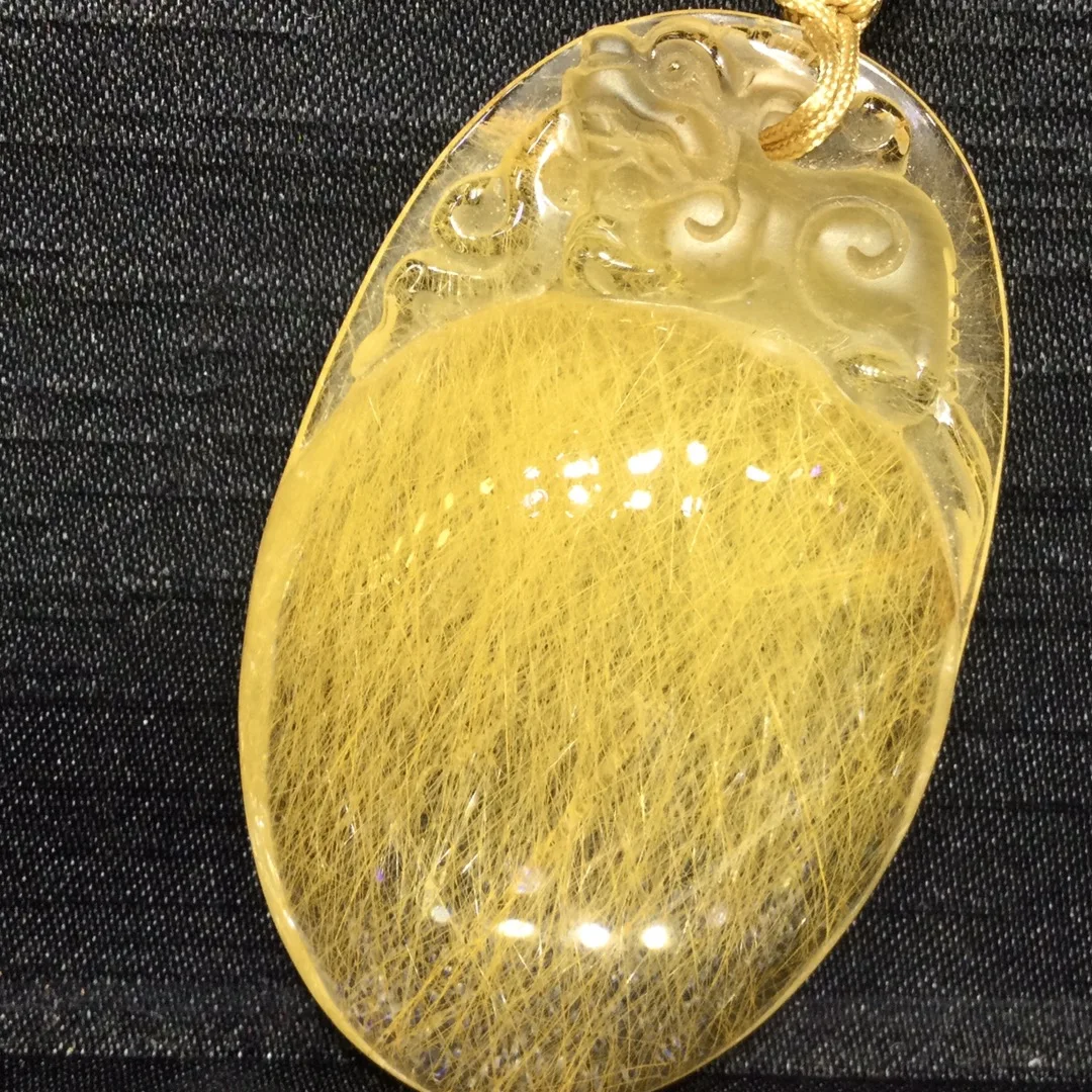 

Подвеска из натурального золота с рутилированным кварцем Pi Xiu, желтый рутилированный кварц, ювелирные изделия 31*16*7 мм для мужчин и женщин, Бразилия AAAAAAA