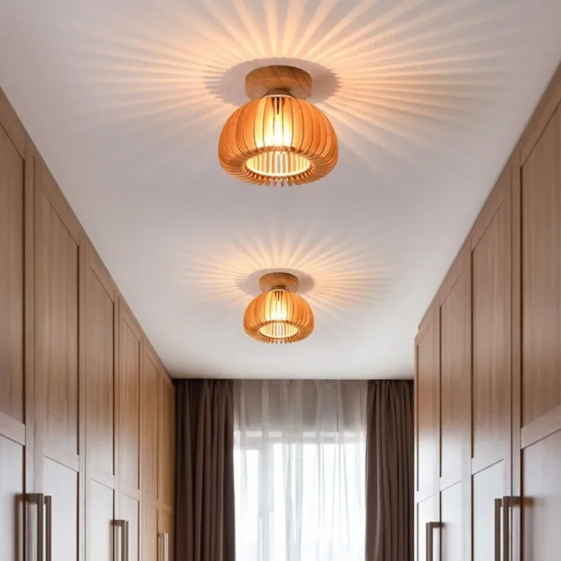 北欧 LED シーリングライト廊下通路廊下シャンデリア照明リビングルーム寝室木製ボディ天井ランプ家の装飾