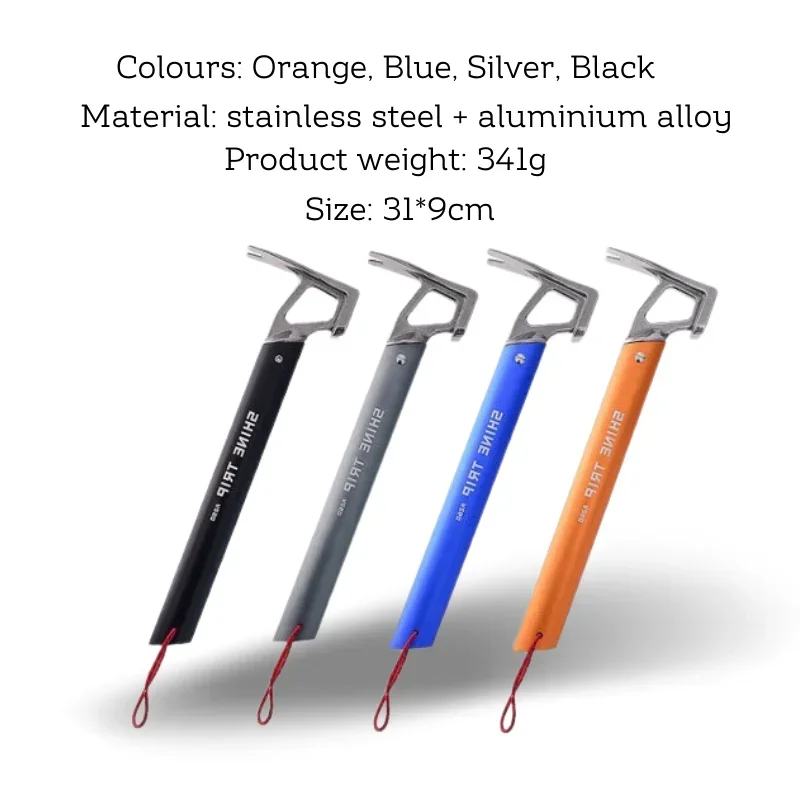 ShineTrip Camping Hammers Stainless Steel Hammers Outdoor Multifunctional Tools Portable Ultra-light Aluminium Ground Spike