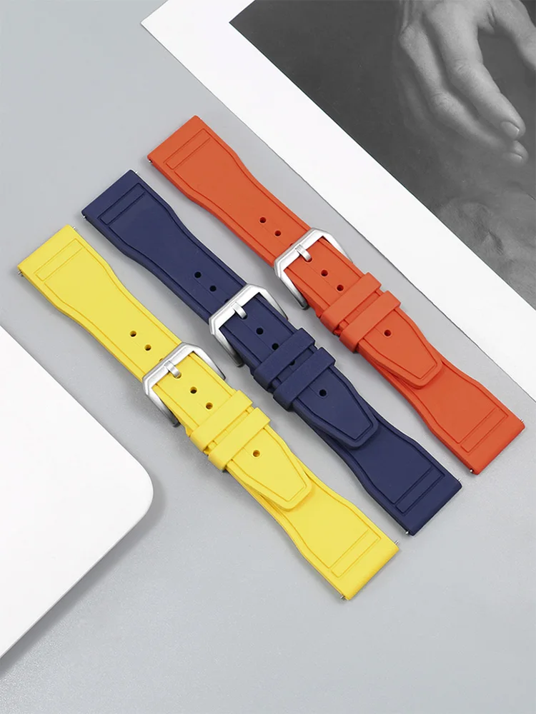 Ji Jue Shi Adapts To Avenger Blackbird Professional Endurance Super Ocean Men's Yellow Fluoroelastomer Watch Strap