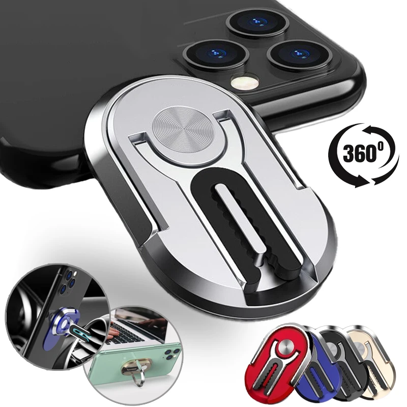 2 In 1 Foldable Multipurpose Car Air Vent Mobile Phone Bracket Holder for Iphone Samsung Adjustable Metal Finger Ring Stand