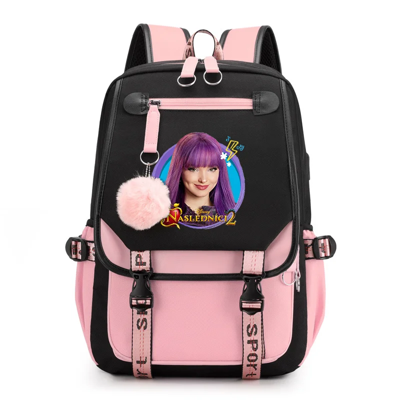 

Disney Descendants Boys Girls Backpacks Teenager USB Charging Laptop Backpack Women Men Rucksack Travel Bag Mochila