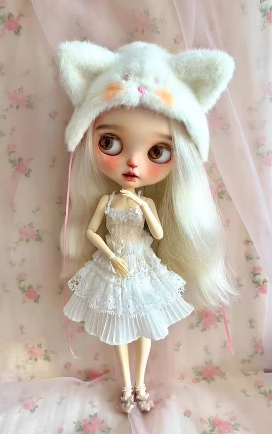 2025 kawaii white Blythe dress+sock 1/6 30cm(Fit for  azone,Pullip,Ob22/24/26, Licca)