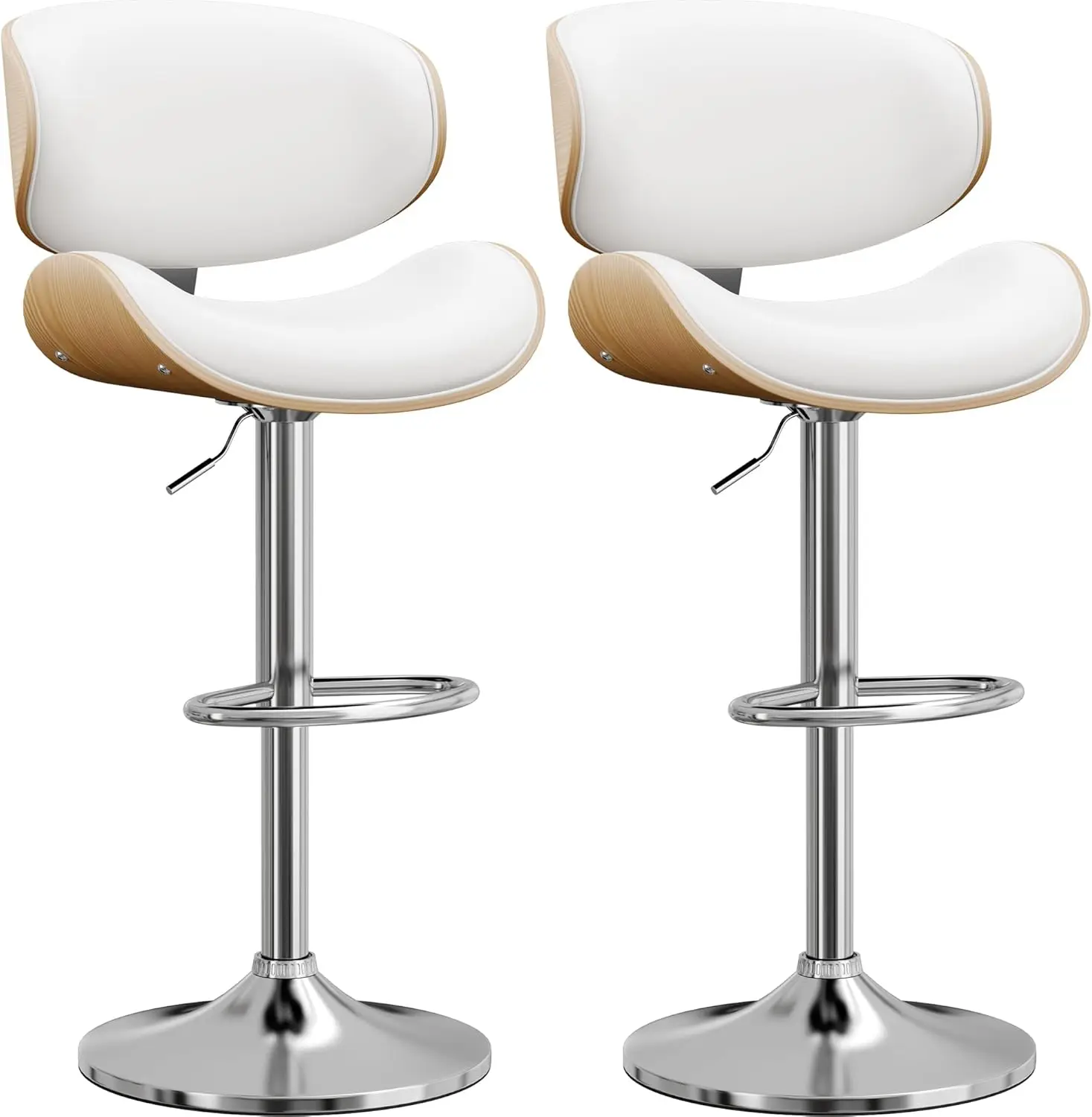 

Bar Stools Modern PU Leather Adjustable Swivel Barstools, Kitchen Counter Bar Stool Island Barstool with Back Set of 2,