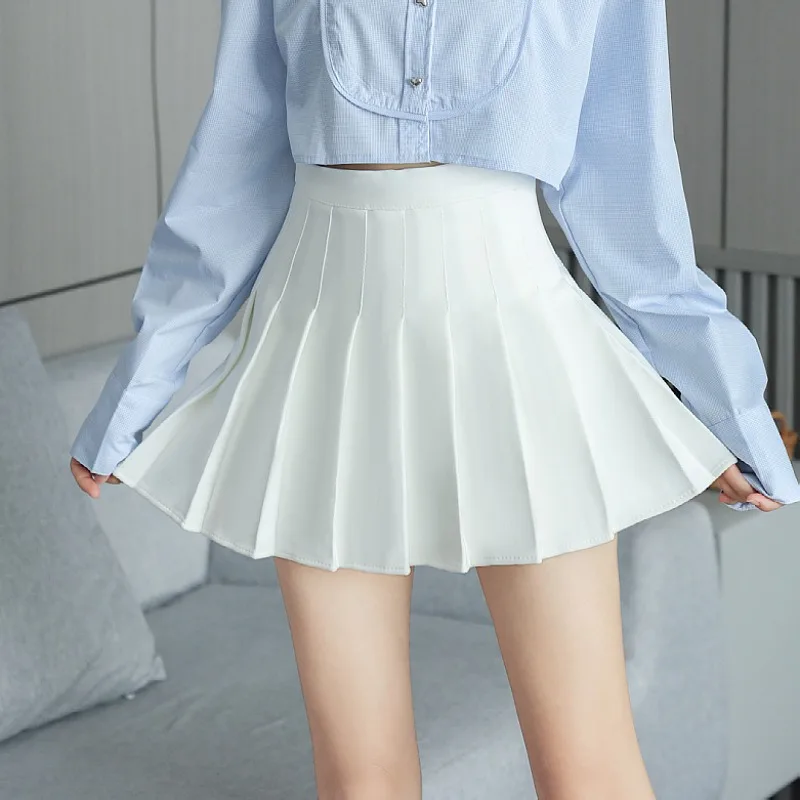 XS-3XL Pleated Skirts Women Japanese Style High Waist Anti-exposure Solid Trendy All-match Basic Popular Summer Hot Girls Y2k