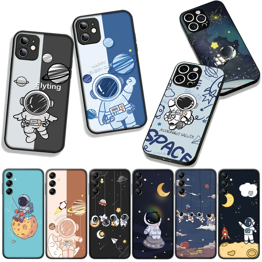 Чехол для телефона Apple iPhone 15, 14, 16 Plus 12, 13 Mini 17 Pro Max + Pro Max 16E Air Case Art Astronaut Moon Sky