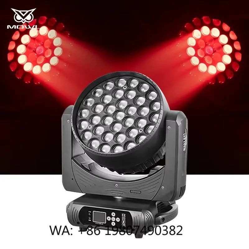 37x15W 4in1 RGBW LED Wash Moving Head Projection Light DMX Zoom Strobe Effect for DJ Bar Disco Club Stage Shows
