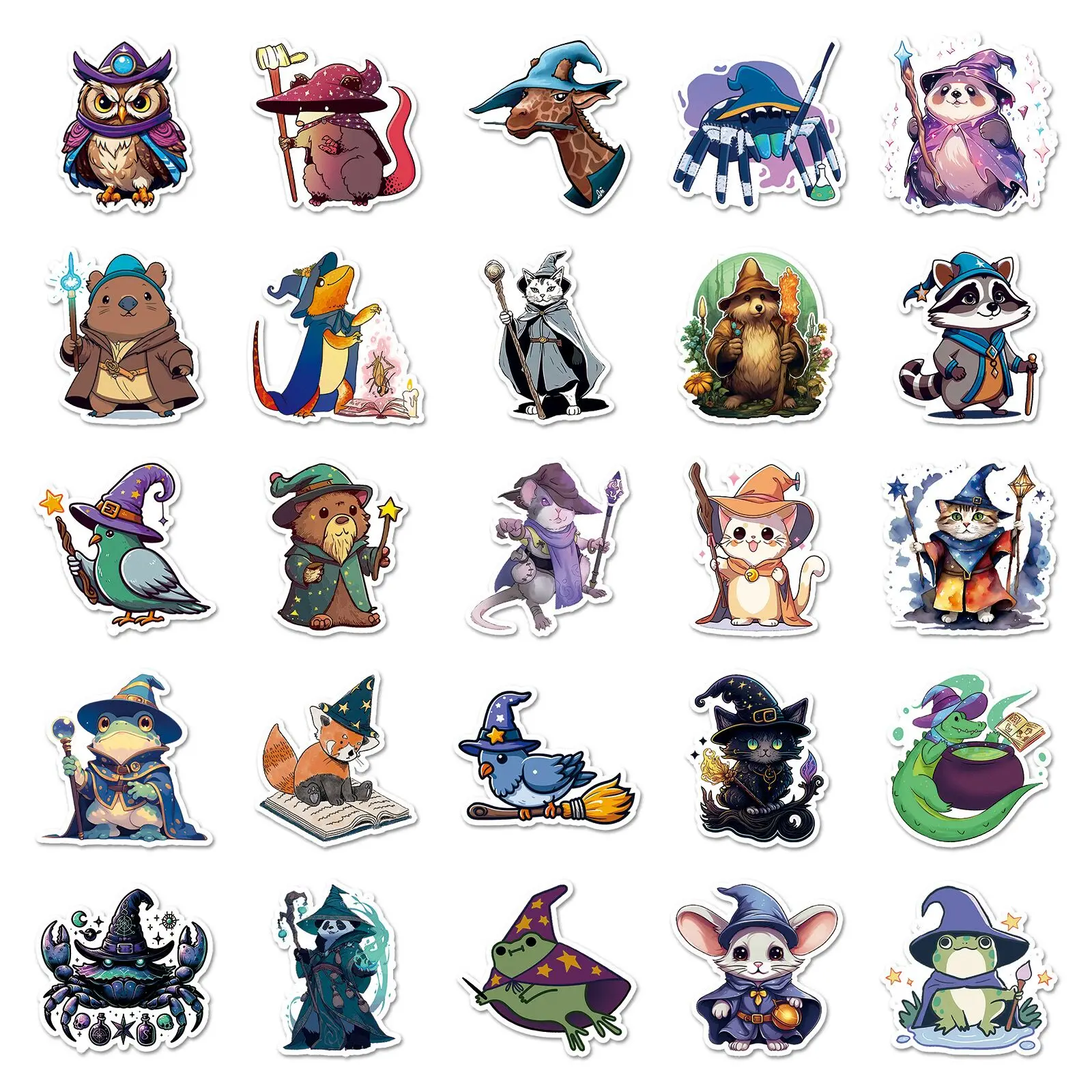 10/50PCS Cute Gothic Witch Animals Graffiti Stickers Funny Goth Wizard Decals Toy DIY Skateboard Phone Fridge Notebook Sticker