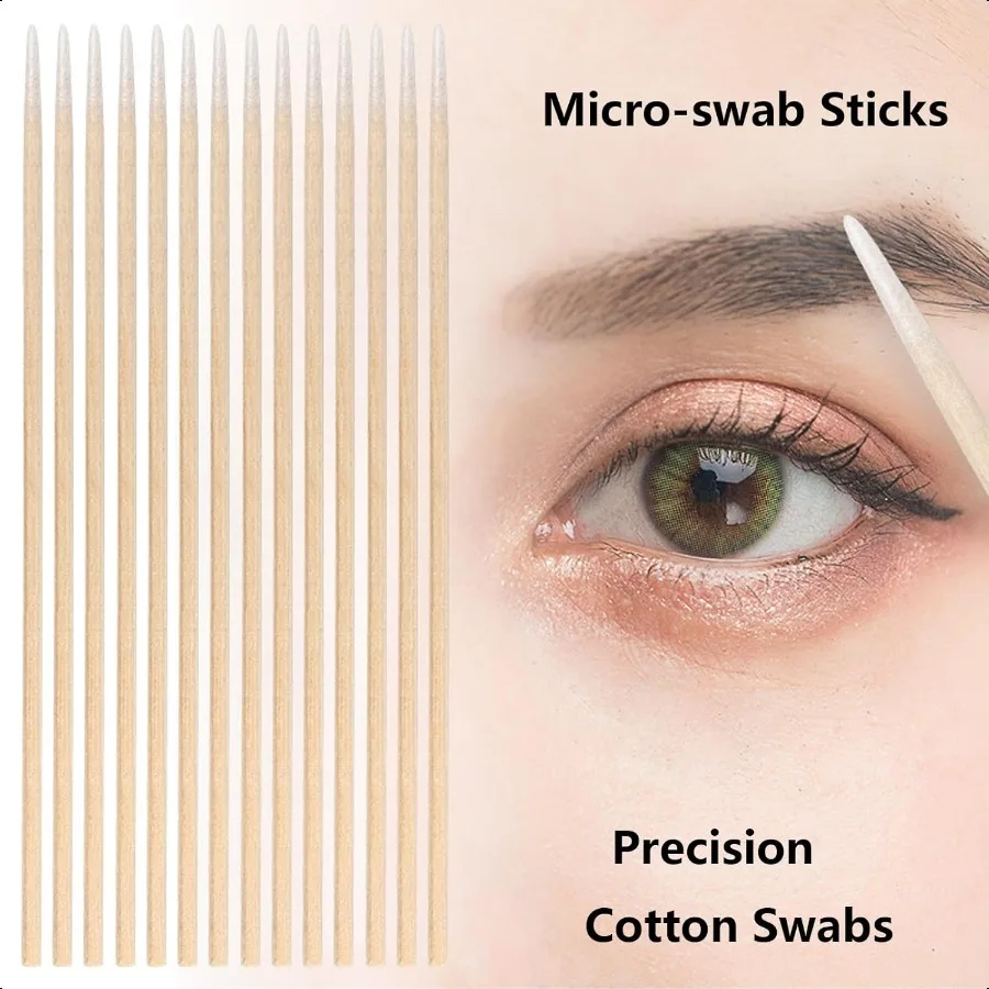 800PCS Pointed Cotton Swabs4 inch Microblading Cotton Swab with Wooden Sticks for Makeup Tattoo Permanent plies and Cleaning 8P