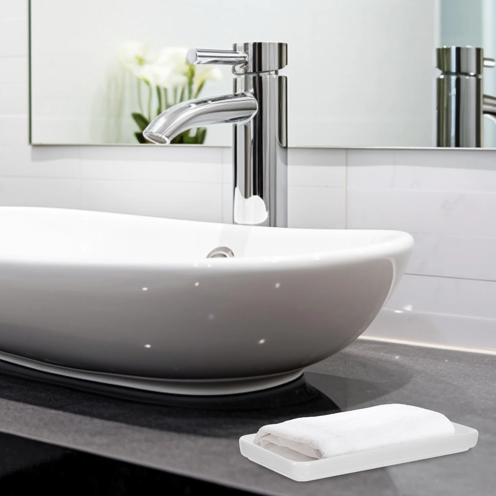 

2 Pcs Japanese-style Rectangular Tray Bathroom Trays Counter Rechteckige Keramikplatte