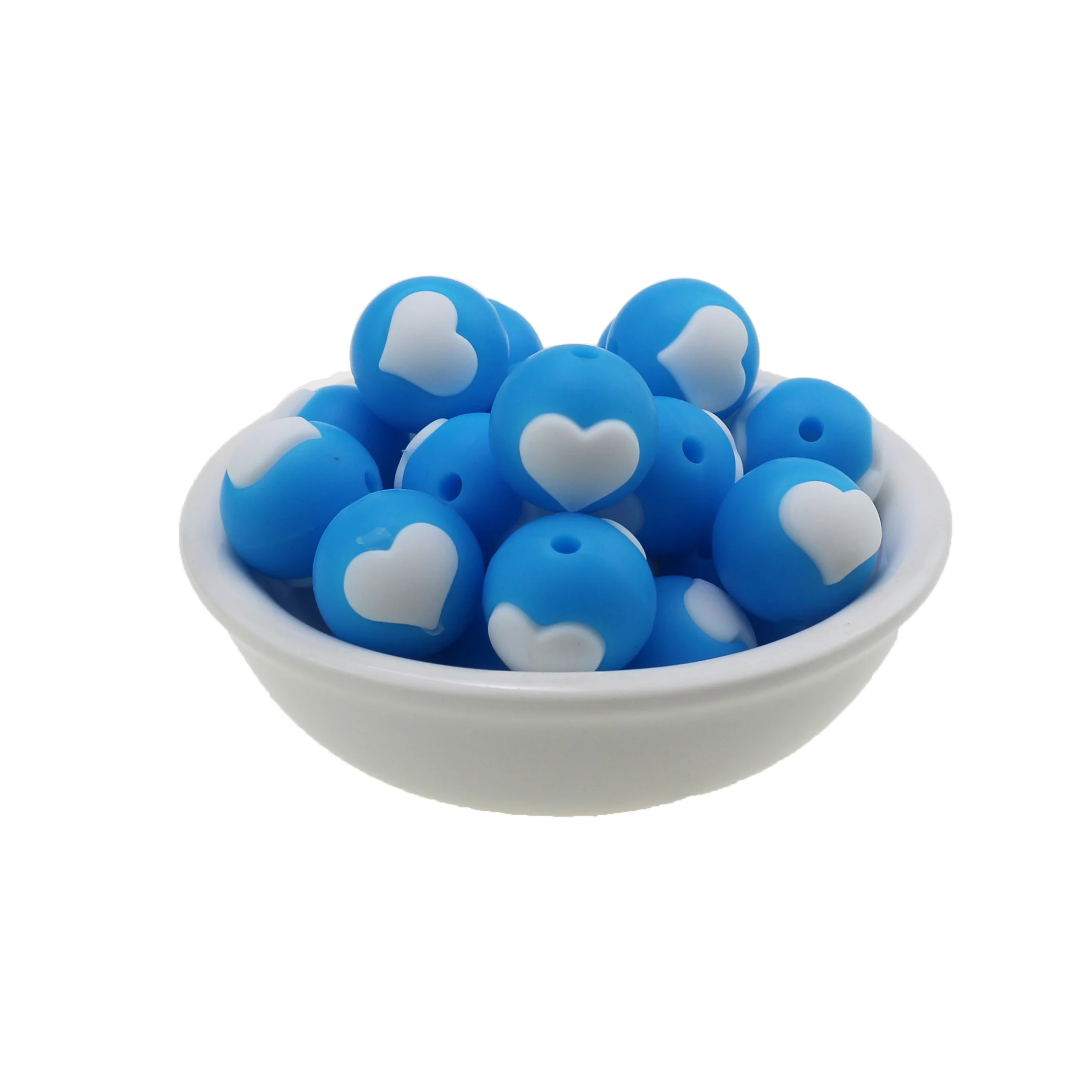 5 pcs Silicone heart shape round beads-silicone teething loose beads for DIY necklace-BPA FREE Baby Teether BPA Safe DIY Bead