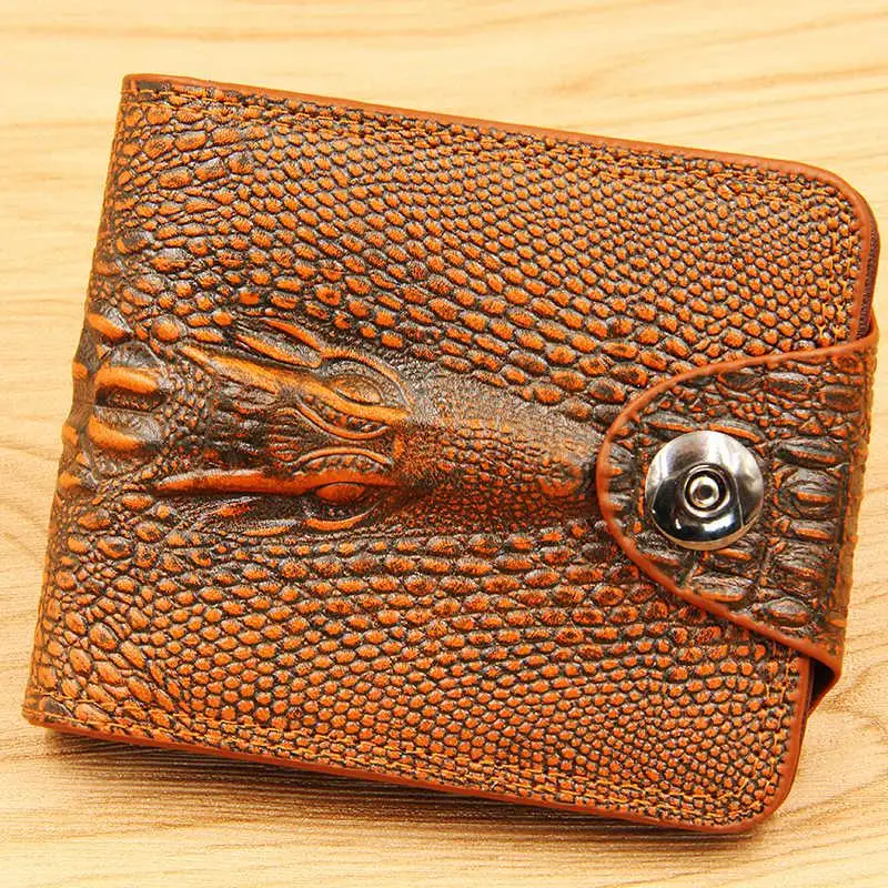 

Mens Wallet Leather Genuine Short Purse Billetera Hombre Men Wallets Vintage Style Cartera Hombre Crocodile Alligato Portemonne