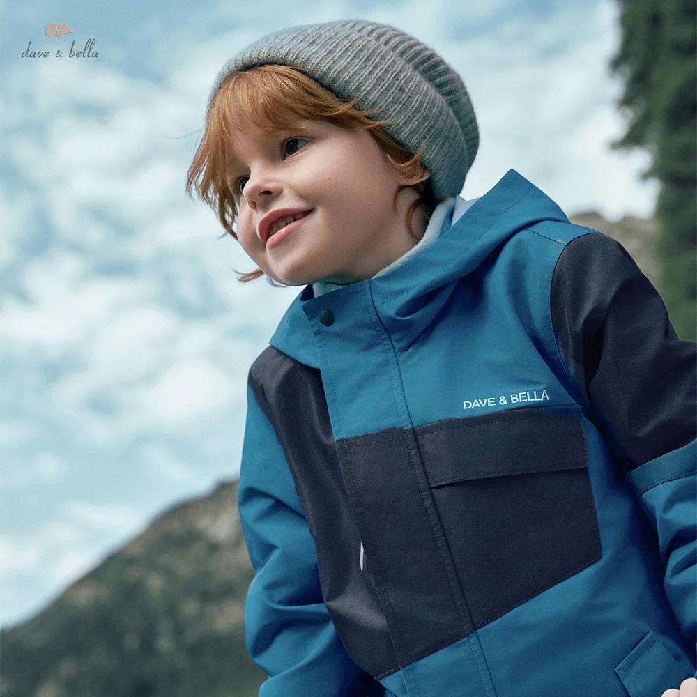 Dave Bella Winter Jacket For Boys Autumn Two Piece Set Children's Coat Baby Plush Thick Hooded Outerwear Kids Clothing DK4254967