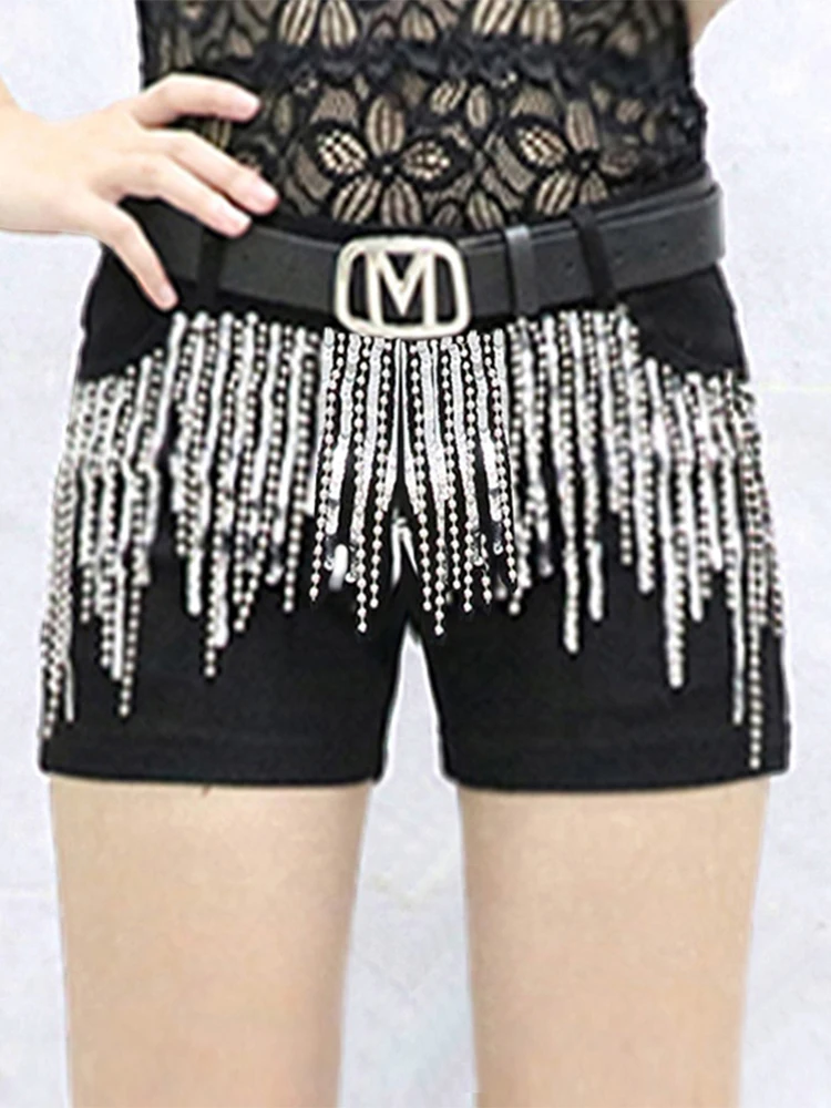 

Женские модные джинсы с кисточками, корейские сексуальные утягивающие брюки со средней талией, модные джинсовые шорты Dopne, верхняя одежда