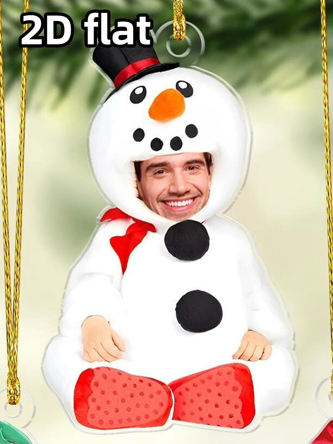 Ornamen Potret Liburan Kustom – Kenang-kenangan Pribadi untuk Bayi, Anak, atau Dewasa dengan Gambar Santa, Elf, atau Manusia Salju