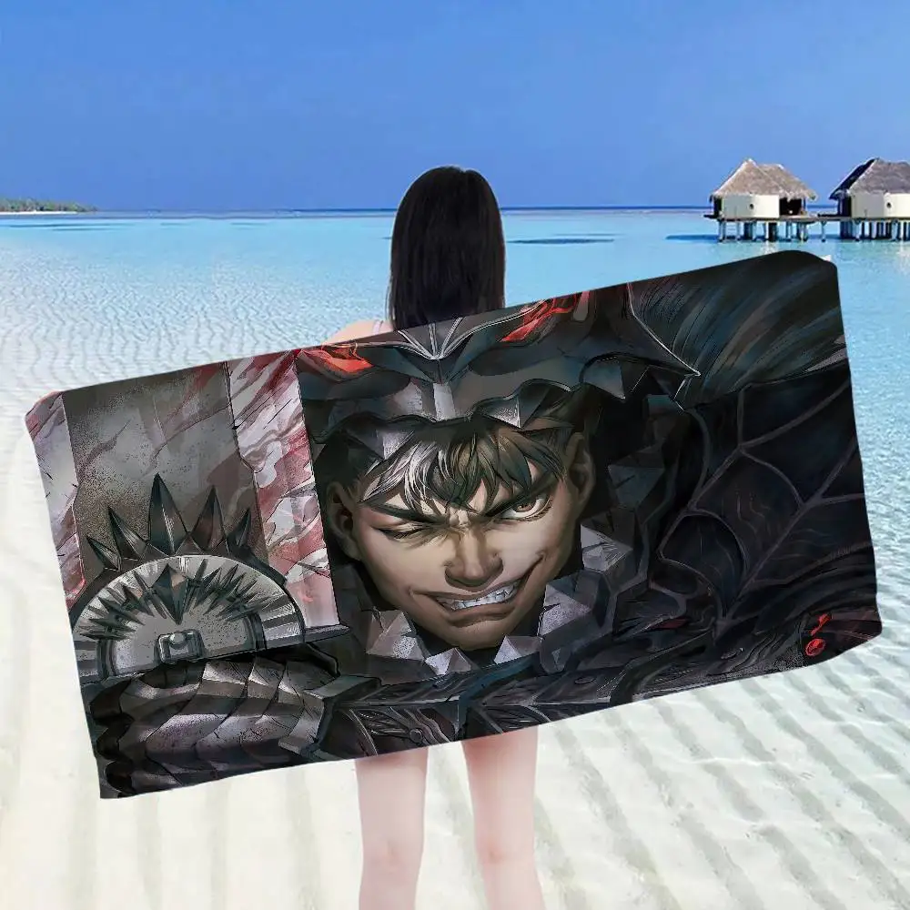 Berserk Guts Hot Anime Bath Towel Microfiber Soft Water Absorbing Breathable For Girl Kids Decorative Cartoon Beach Towel