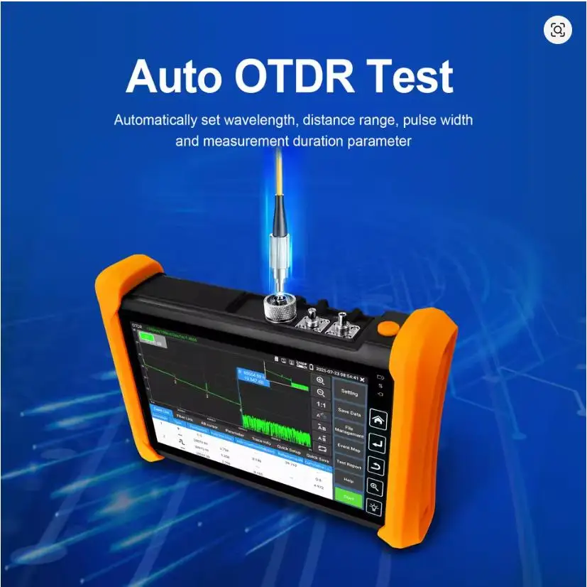 WANGLU-다기능 광섬유 OTDR 테스터, 7인치 광 반사계 MOT-73 1310/1550nm 1610nm, 이벤트 맵(OPM) 포함