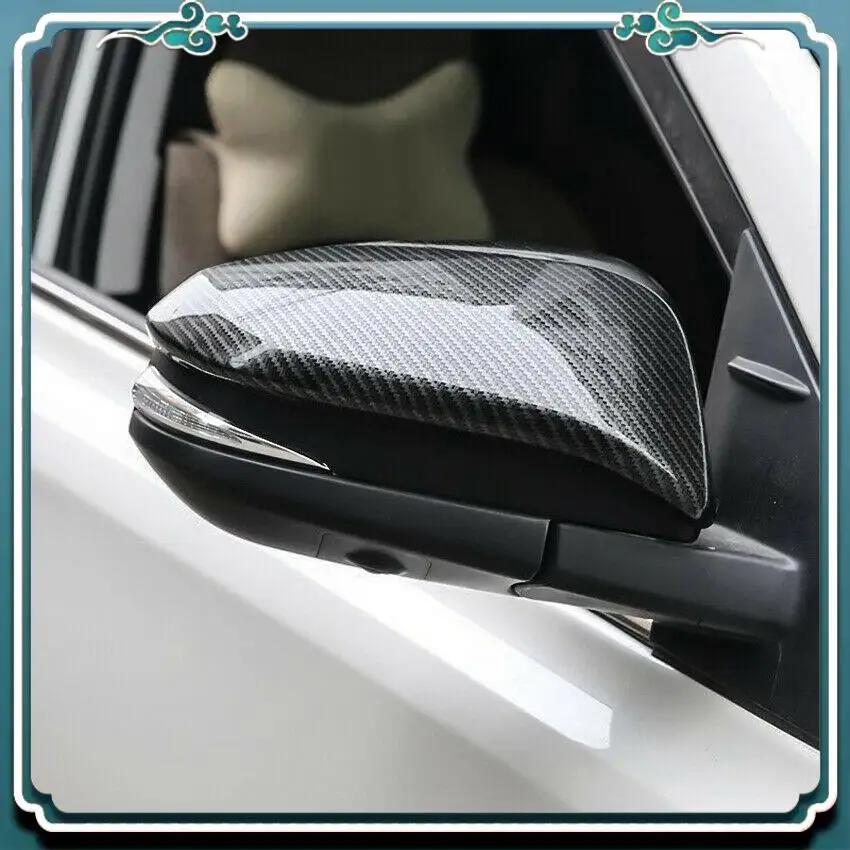 

ABTU-Carbon Fiber Side Rear View Mirror Cover Cap Decor Trim For Toyota Hilux Revo Vigo Fortuner Highlander RAV4 Innova
