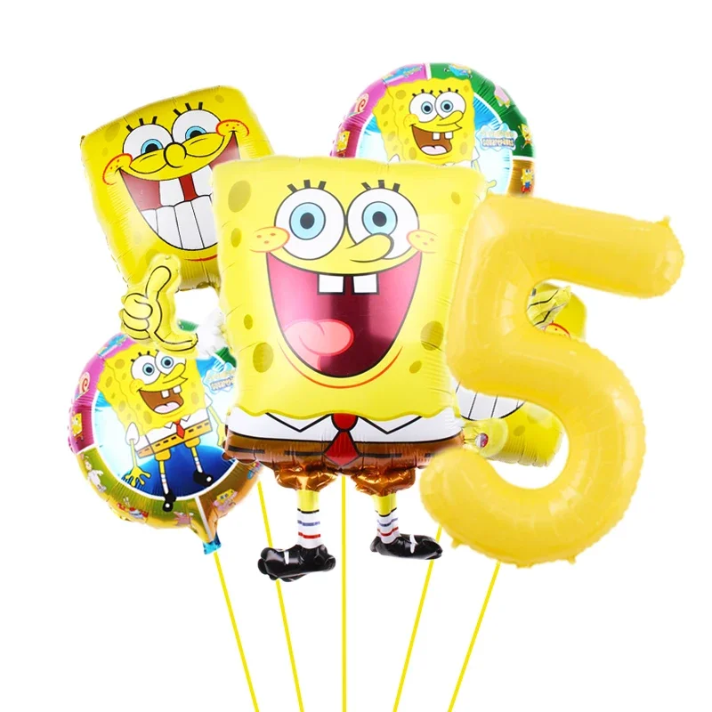 6pcs SpongeBob SquarePants Balloon set Birthday Party Balloons Helium Ballons Boy Girl Baby Shower Party Supplies