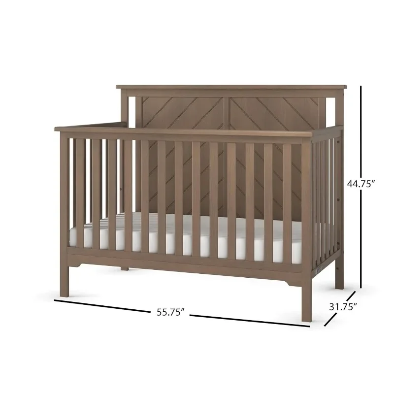 Flat Top 4-en-1, lit de jour pour bébé, lit pour tout-petit et pleine grandeur, 3 positions de matelas réglables, non toxique