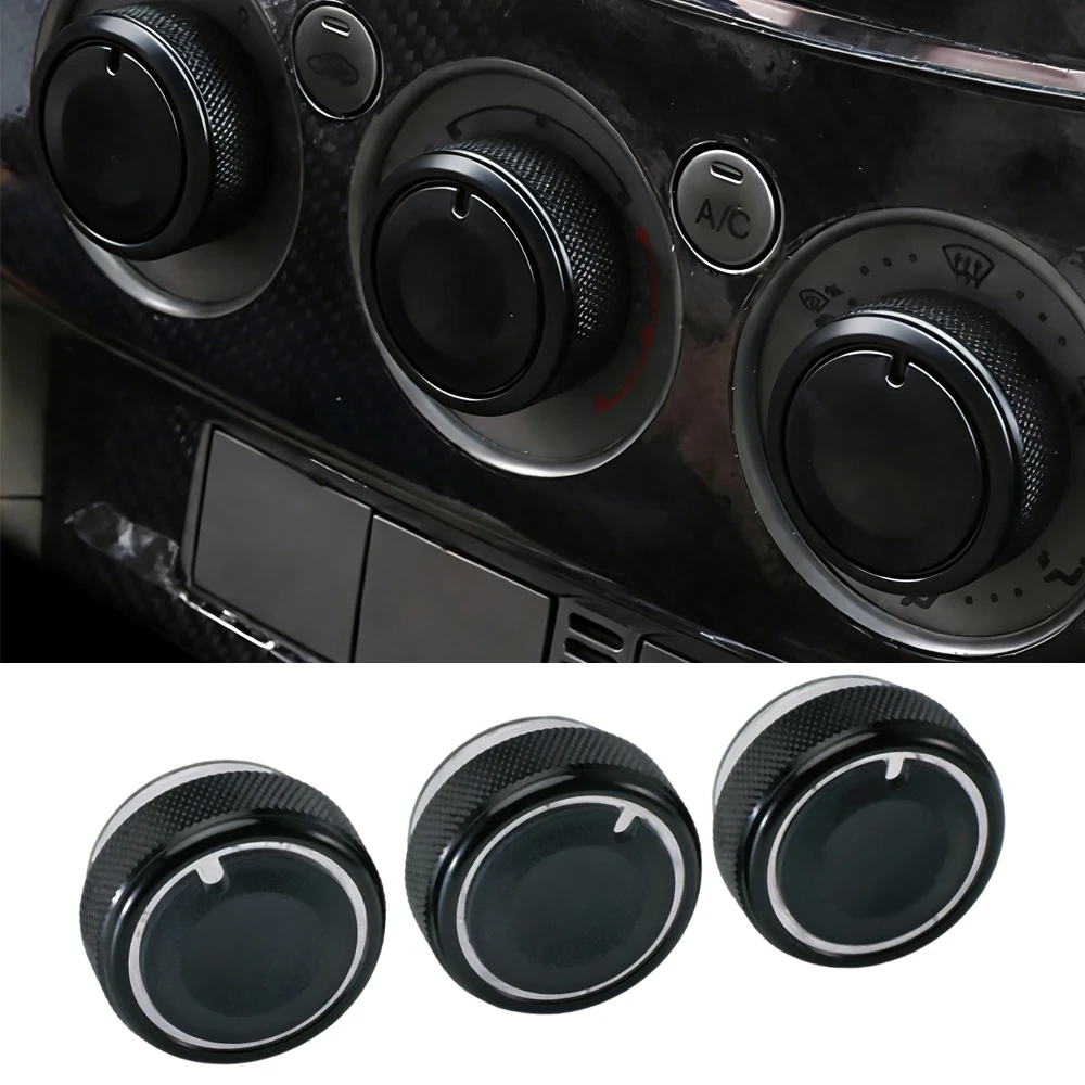 3pcs per set Aluminum Alloy Car Styling Air Conditioning Knob AC Knob Heat Control Switch Button Knob For Ford Focus MK2 MK3