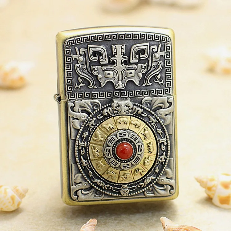 Genuine Zippo lucky compass oil lighter copper windproof cigarette Kerosene lighters Gift with anti-counterfeiting code