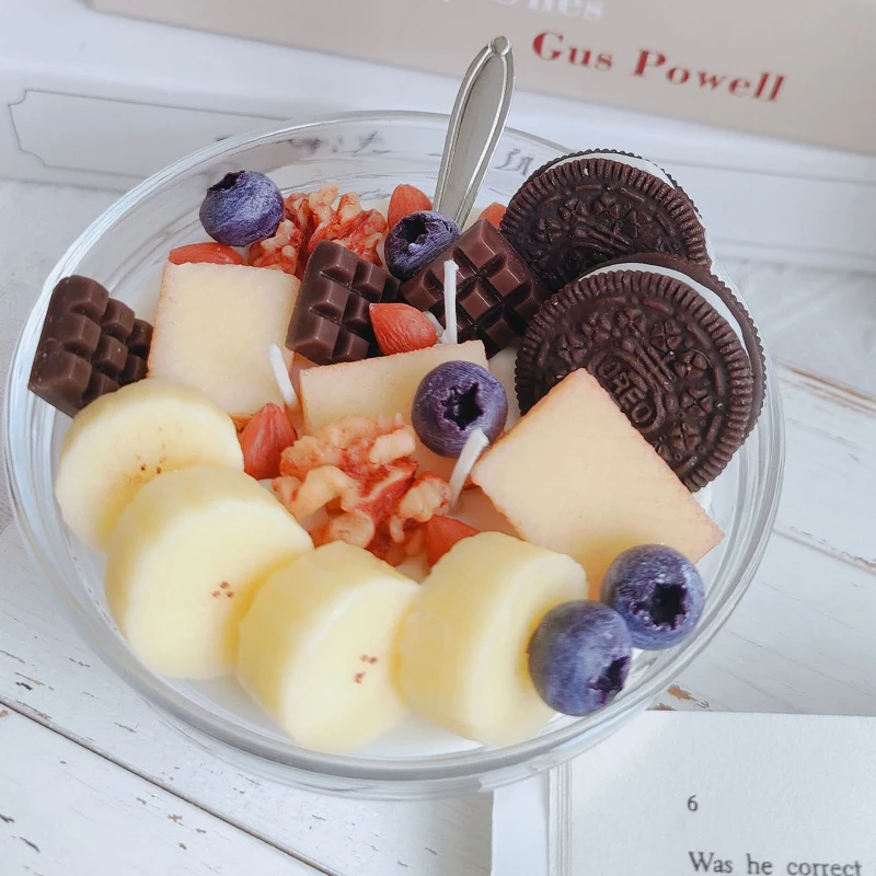 كوب فاكهة الموز أوريو شمعة معطرة شمع الصويا اليدوية هدية عيد ميلاد كوب حلوى زخرفة العطر