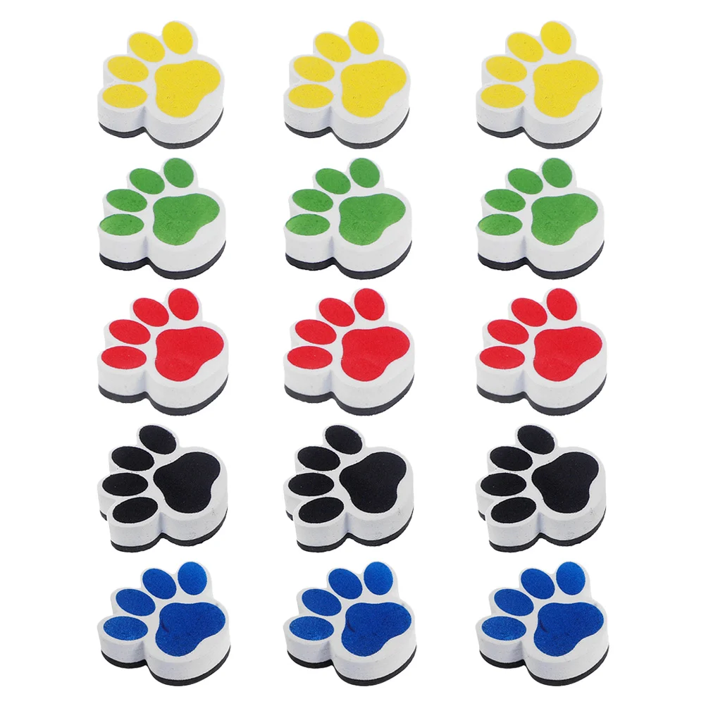 15 Pcs Decorative Eraser for Classroom Supplies Cartoon Whiteboard Cleaning Tools Chalkboard Erasers Kids Cats Paw