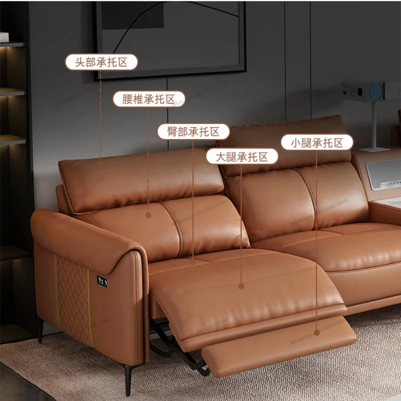 Modern Minimalist First-class Cabin Electric Functional Sofa, Living Room, Luxurious Size Unit Leather Sofa