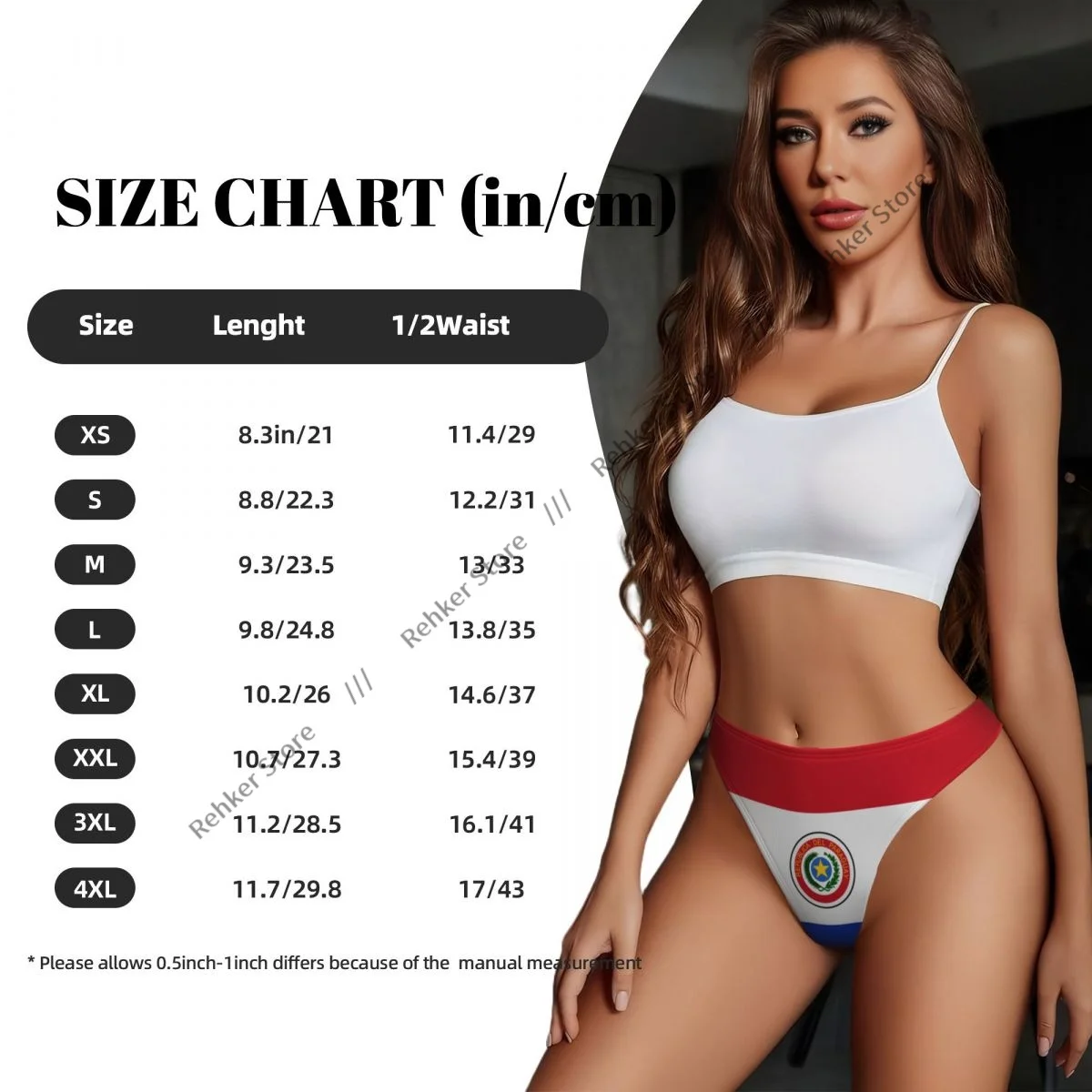 Thongs For Women V Waist G-String Panties Flag Of Paraguay Underwear Breathable Underpants