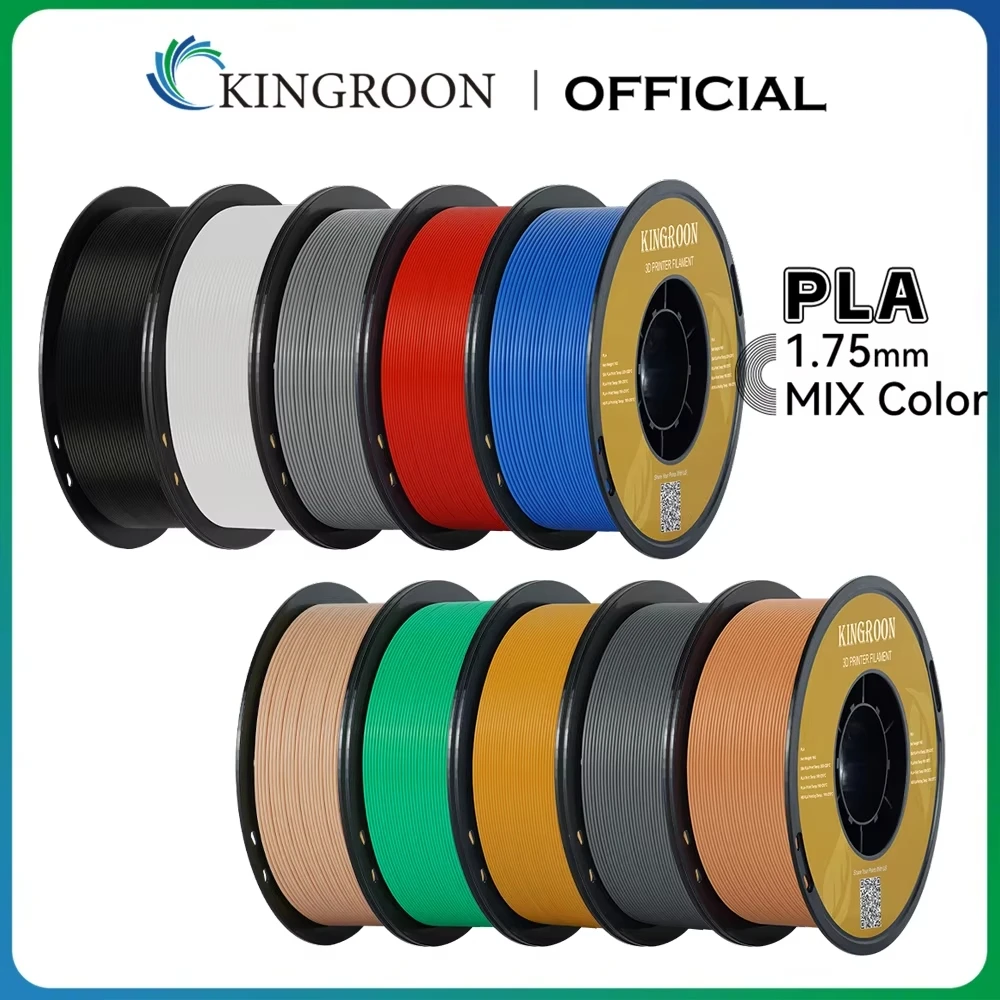 KINGROON PLA Filament 1.75mm 5/10KG PLA Plastic For 3D Printer, Standard 1kg/roll 3D Printing Filaments Mix Color Local Shipping