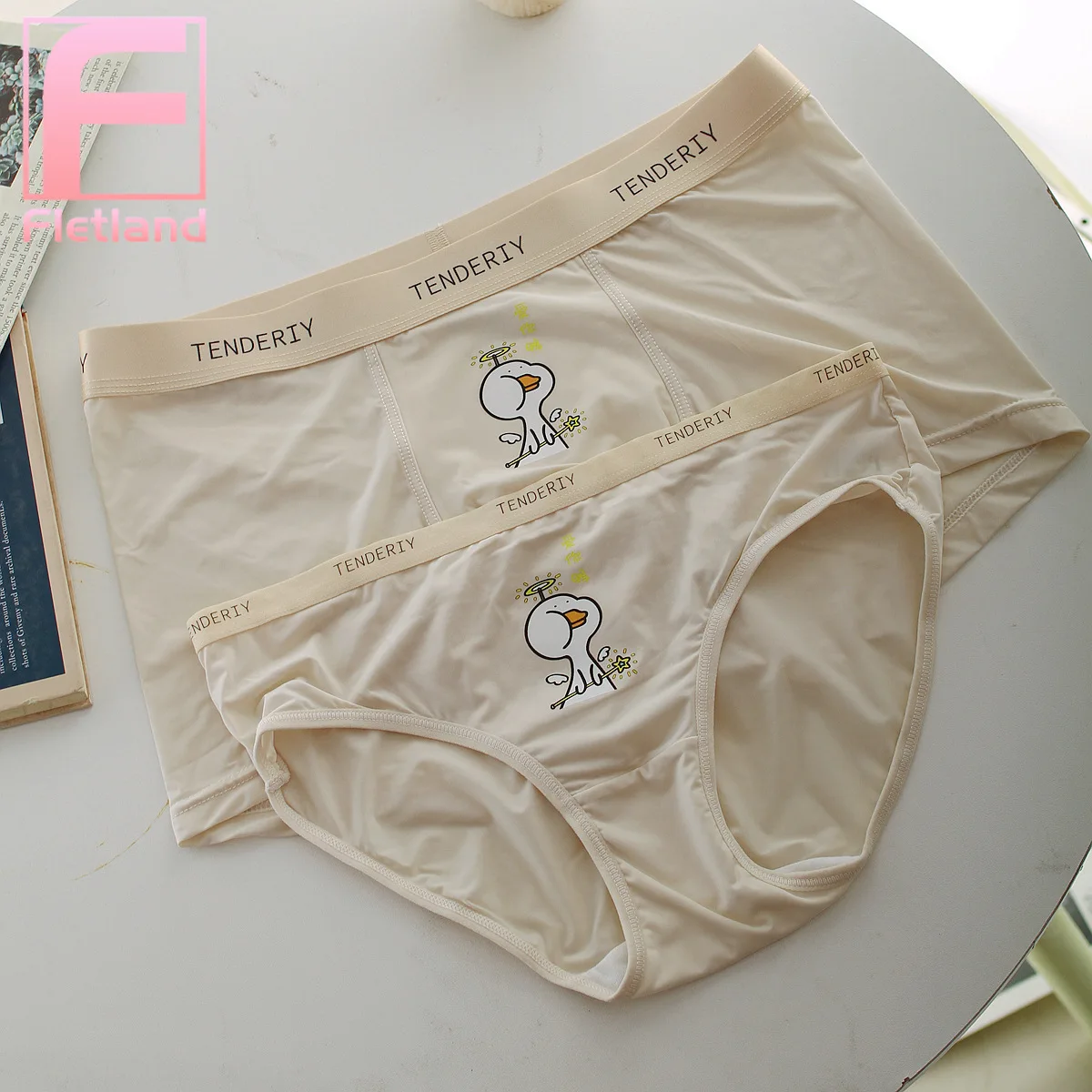 Couple Underwear Cotton Underpants Cartoon Cute Duck Print Shorts Breathable Elasticity Men Boxers Women Panties Breifs lingerie