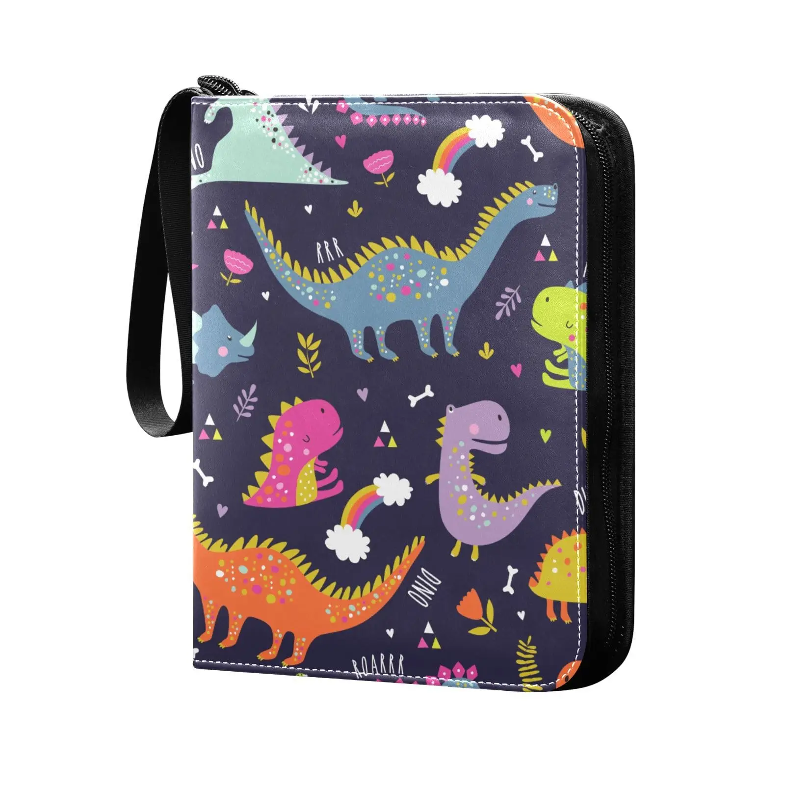 

Cute Dinosaurs Card Binder 4 Pocket Cards Binder, 400 Double Sided Pocket Album Sport Game Cards, Unique Card Collection Storage