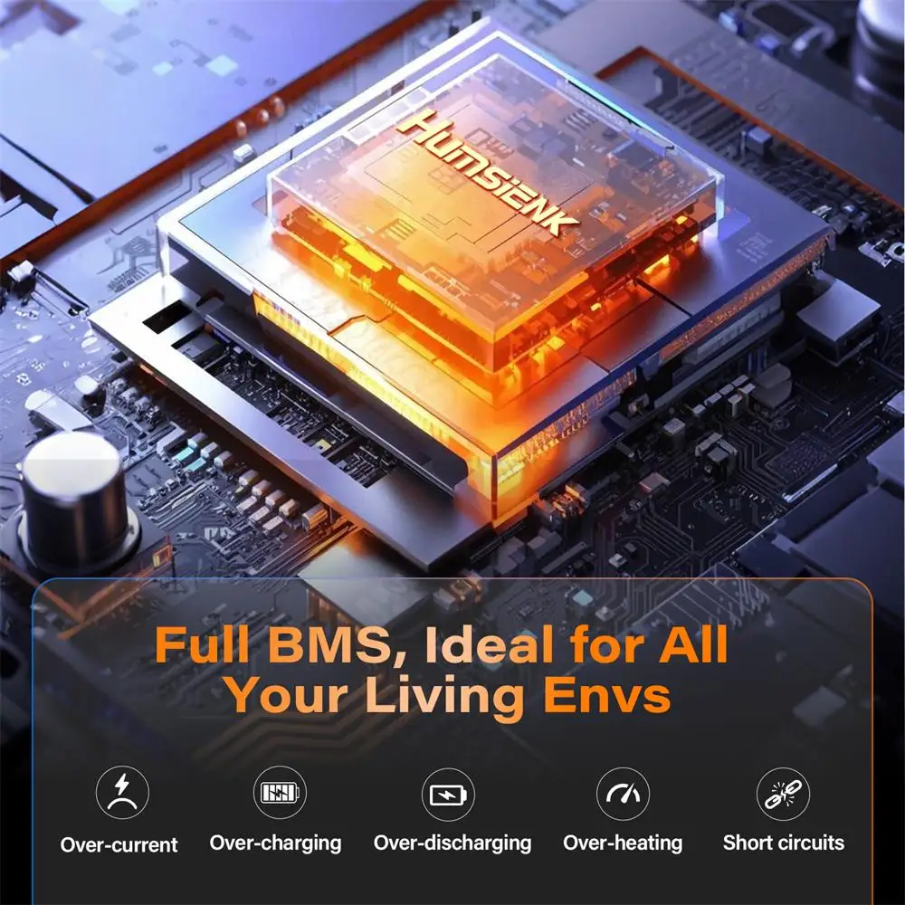 Картина 6: Литиевая батарея Humsienk LiFePO4 12 В 100 Ач MAX с 100 А BMS Protect Портативная для фургонов, автофургонов, гольф-каров, туристических автомобилей, морских и т. д.