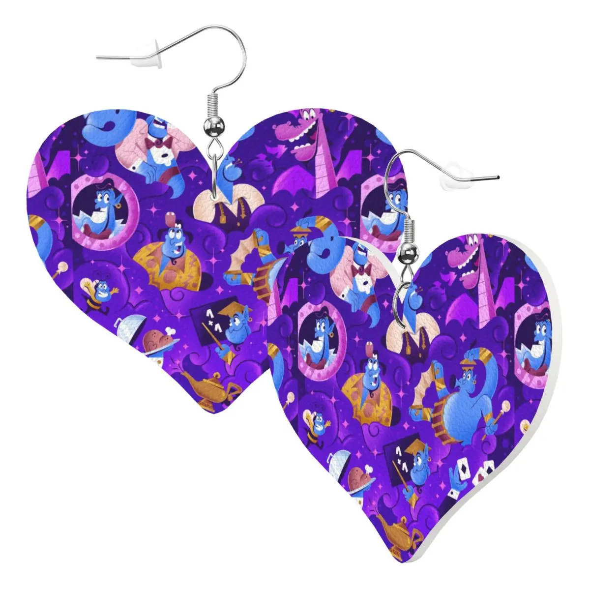 Custom Cute Cartoon Aladdin PVC Leather Earrings Dangle Earrings Jewelry For Women For Wife Mother Gift