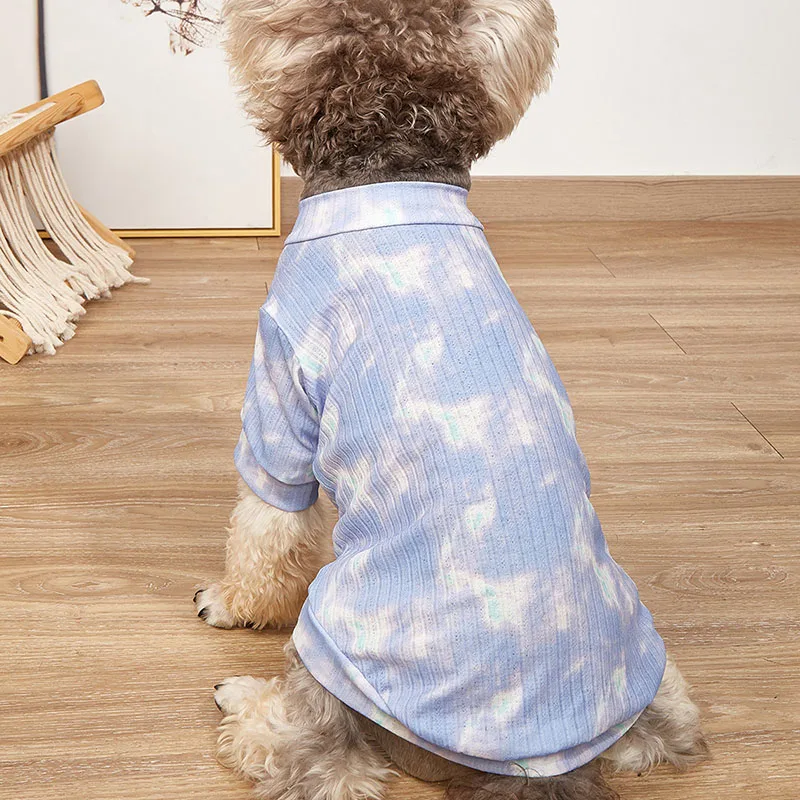 New Summer Comfortable Breathable Elastic Pet Clothing Tie-Dyed Gradually Changing Color Cute Dog Clothing Dog Coat Pet Apparel