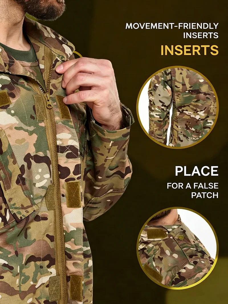 2026 Tactical Camo ACU Uniform Men 2Pcs Set Durable Wear-Resistant Training Security Duty Uniforms